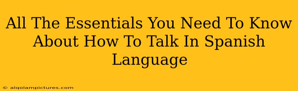 All The Essentials You Need To Know About How To Talk In Spanish Language