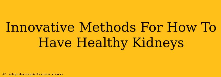 Innovative Methods For How To Have Healthy Kidneys