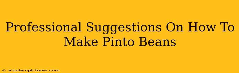 Professional Suggestions On How To Make Pinto Beans